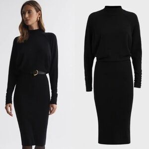 Reiss black Freya cashmere & wool blend sweater dress, size small, NWT